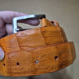 Trafalgar Orange Crocodile Leather Belt